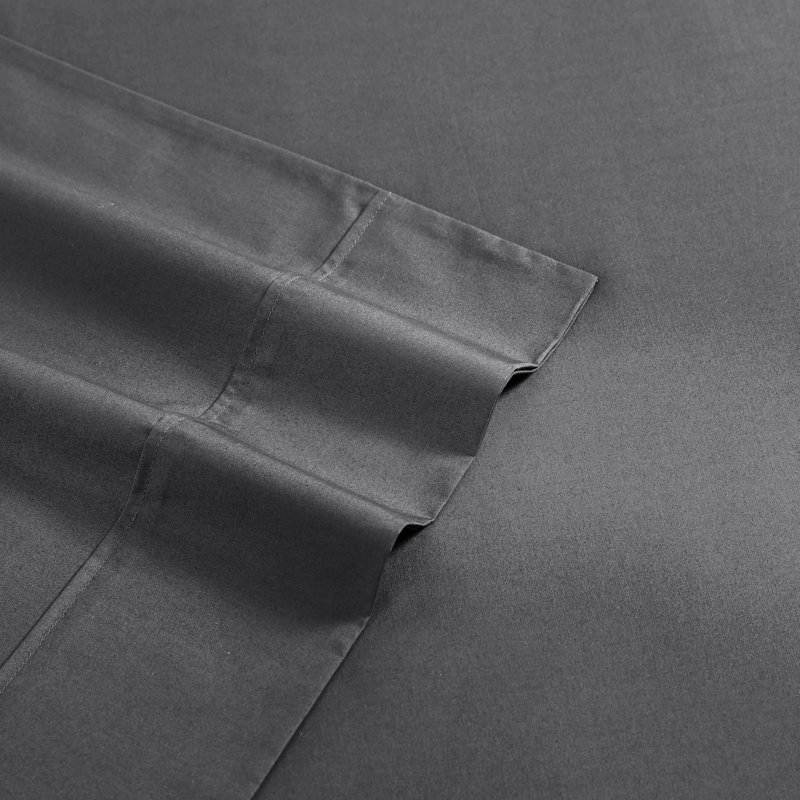 Bradford 200 Thread Count Breathable Cotton Percale Sheet Set, Queen Sheet Set with 2 Pillowcases, Solid Gray