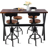 Keedah 4 - Person Pine Solid Wood Top Four Leg Dining Set