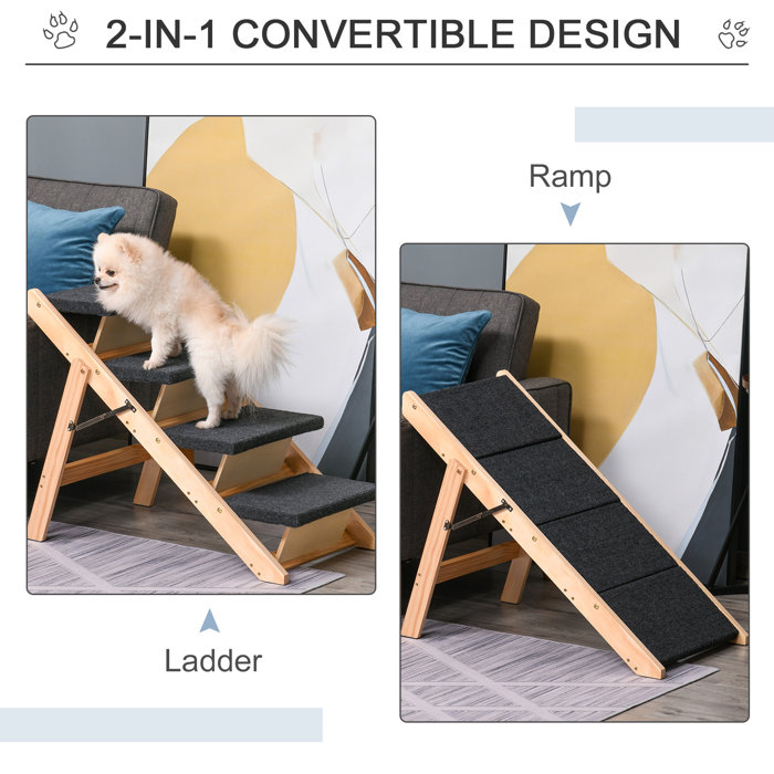 Tucker Murphy Pet™ Izora 4 Step Wood Pet Stairs 2 In 1 Convertible Dog ...