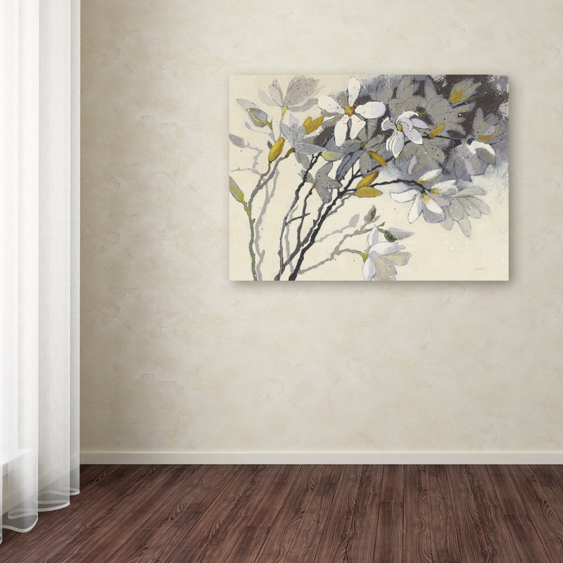 « magnolias yellow gray », reproduction sur toile tendue, H 14 po x l 19 po