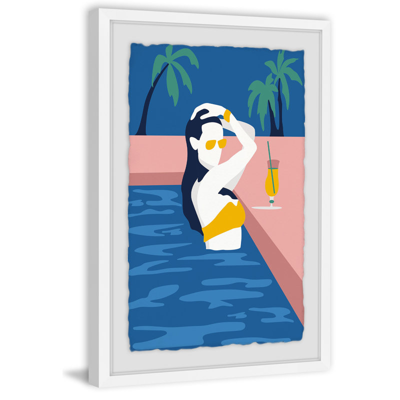 « pool drink », impression encadrée, H 18 po x l 12 po x P 1,5 po