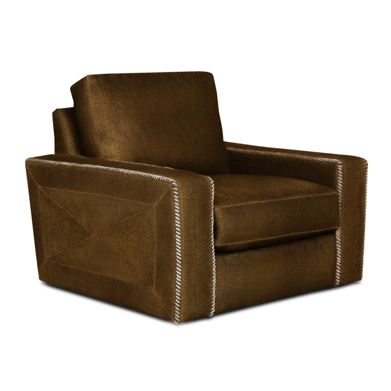 Uptown Cowboy Leather Swivel Club Chair, Nutmeg, Mustang (Maestro Artisano)