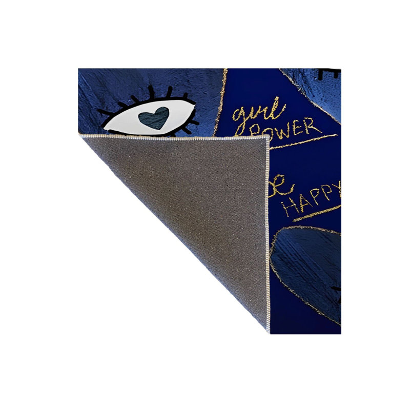 Tapis décoratif bleu marine, Sous-tapis rectangulaire de 3 pi 3 po x 4 pi 11 po