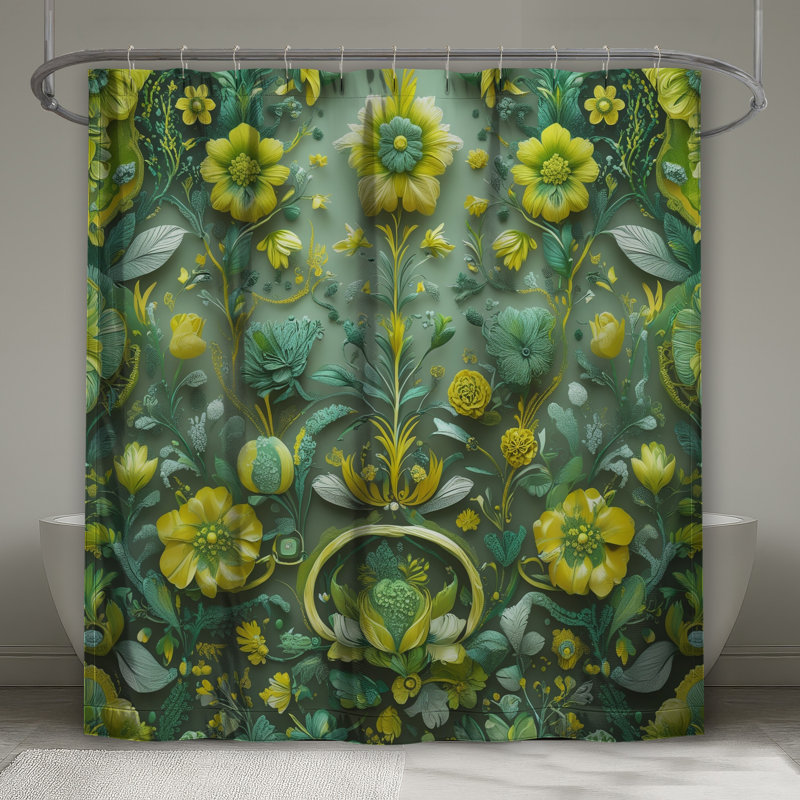 Rideaux de douche complexes à motif floral très longs, L 70 po x H 93 po