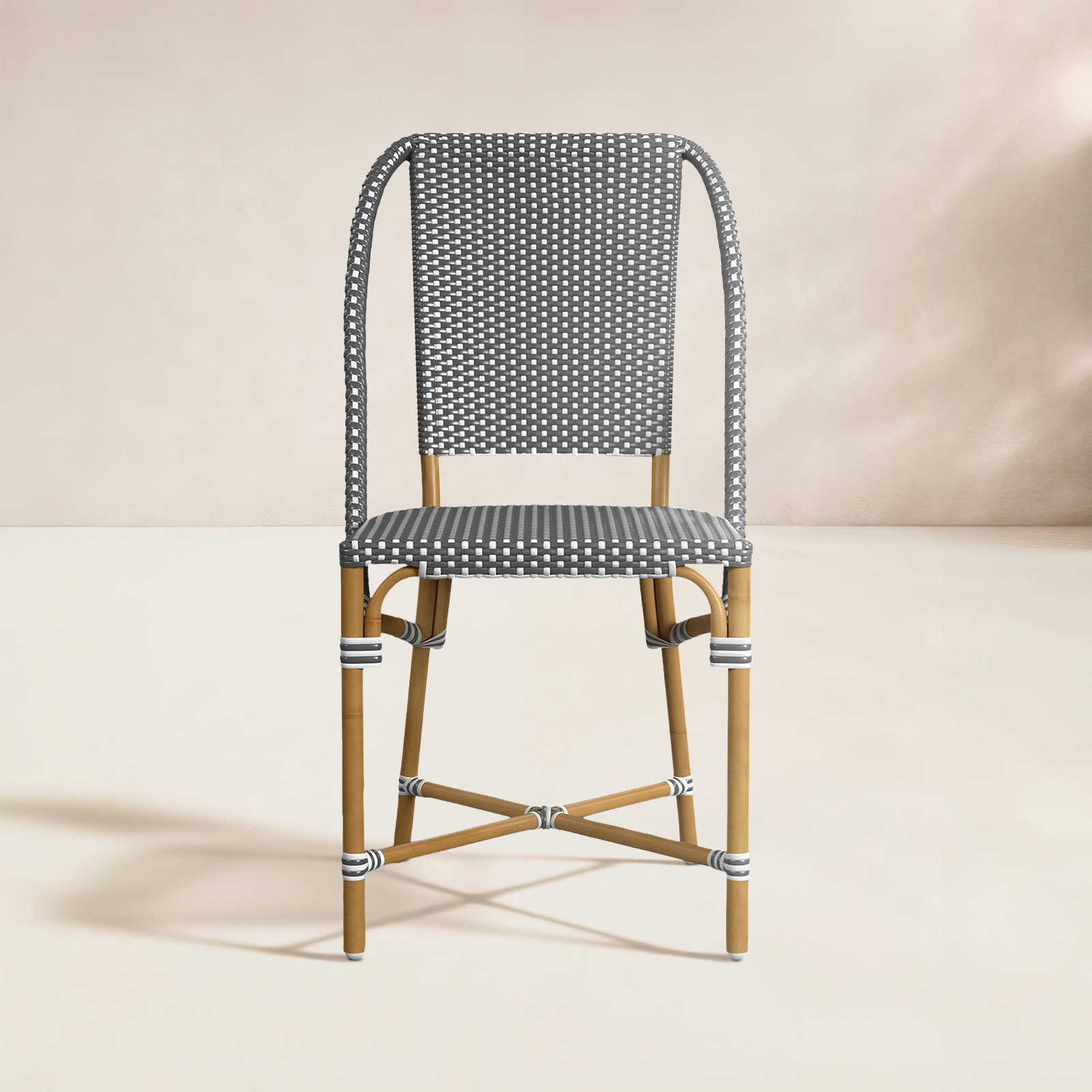 Ellie Patio Dining Chair, Gray/White