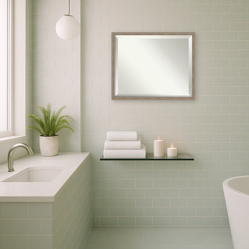 Miroir mural de salle de bain Patrick, L 17,25 po x H 21,25 po, Argent Bradford