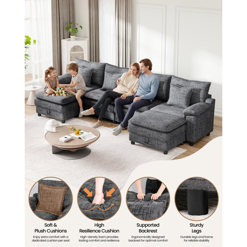 Sofa, 87 cm H x 298 cm W x 80 cm D