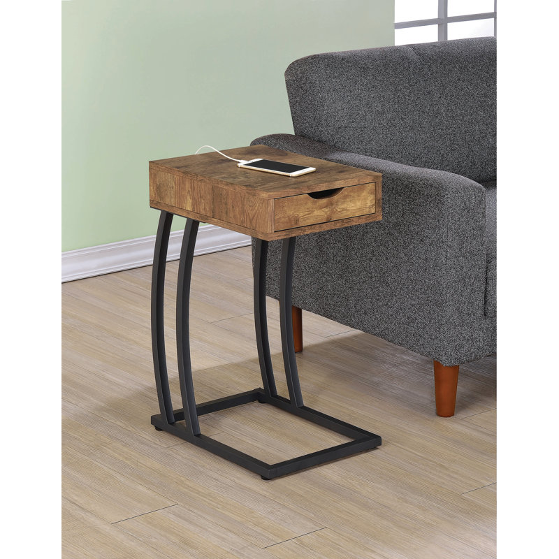 Table de bout avec rangement Loyd, Muscade antique, Noir
