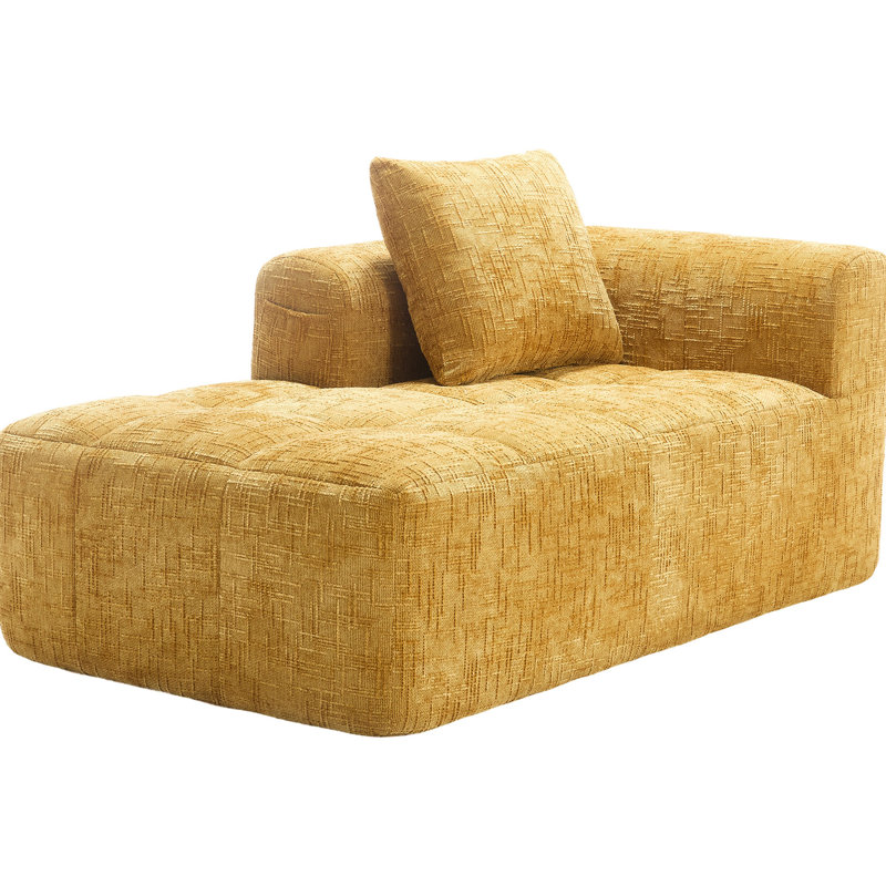Chenille avec des sacs à ressorts, un design ergonomique et un tissu en mousse moderne et minimaliste pour le salon, Jaune