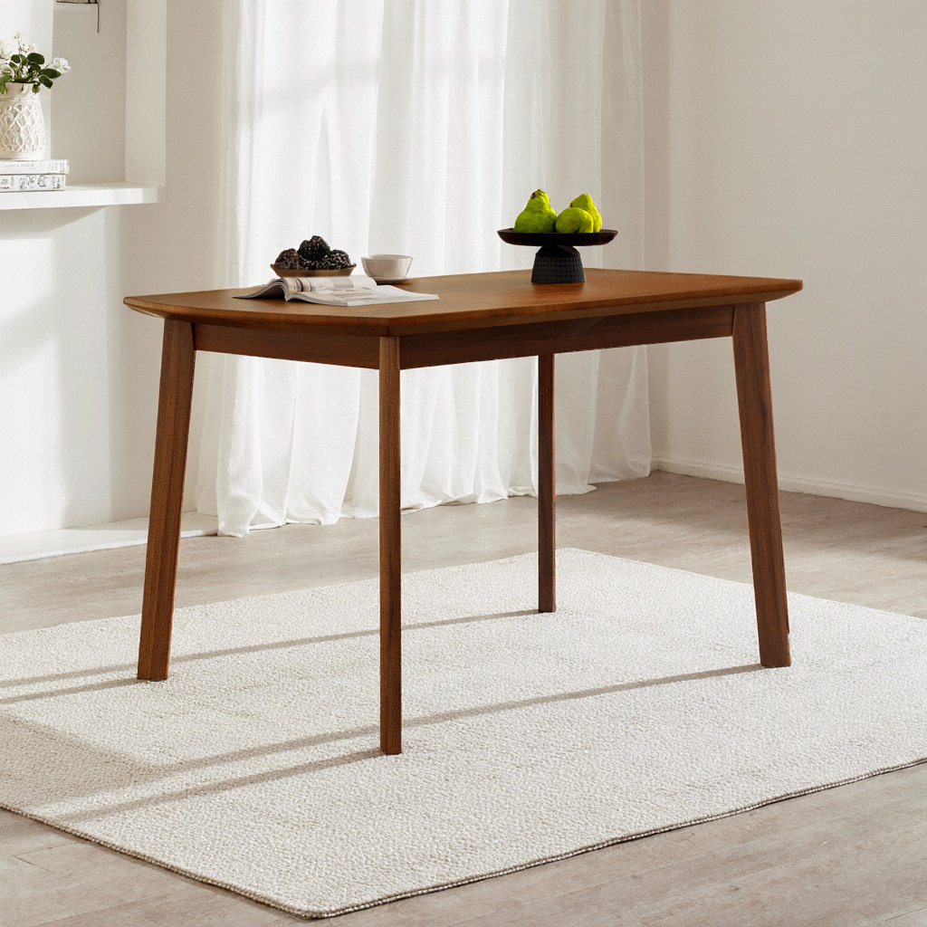 George Oliver Mid-Century Modern 47" Solid Wood Dining Table, Light ...