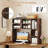 Desktop Bookshelf Desk Storage Hutch With 7 Open Cubbies & 3 Adjustable Shelves-1974599766