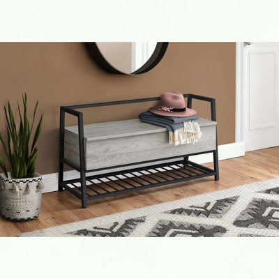 Banc de rangement rabattable avec étagère à chaussures et structure en métal