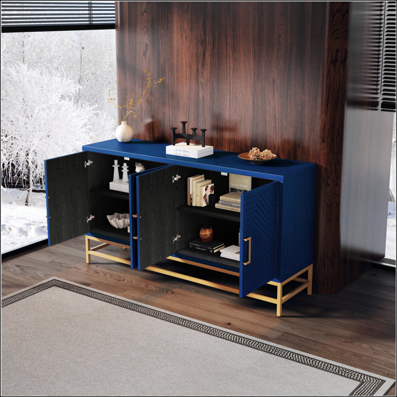 Buffet de style rétro avec tablettes réglables, Marine