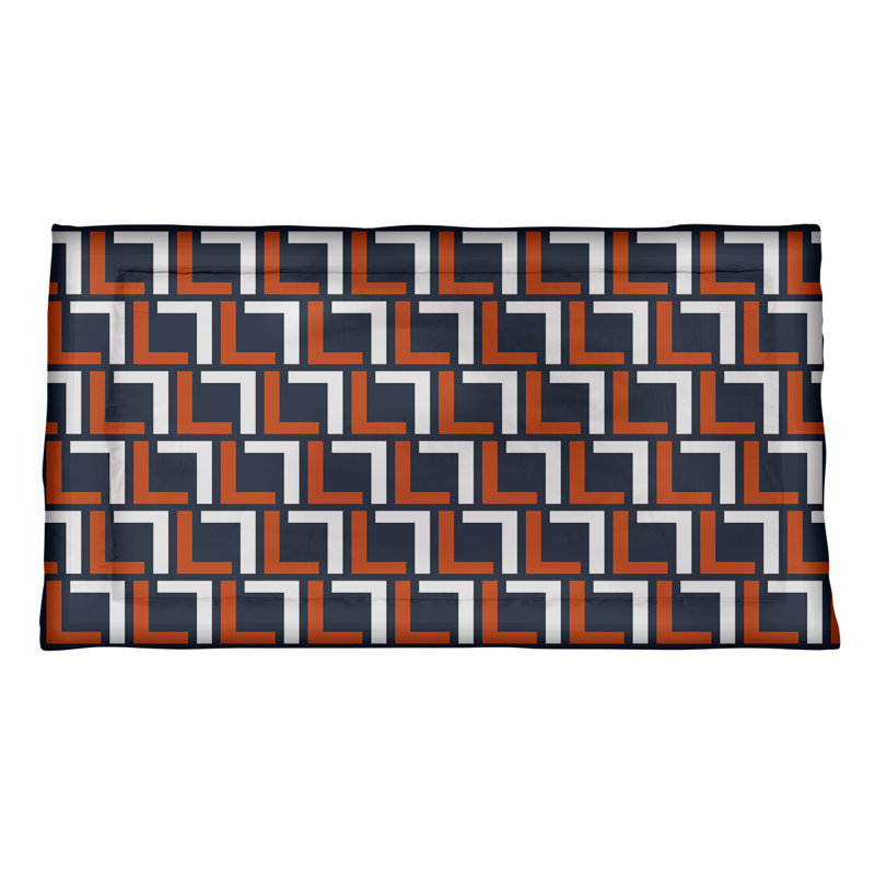 Taie décorative Chicago Football, polyester, Simple / simple, double / double, grand, Bleu marine foncé / orange / blanc