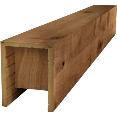 AmeriCraft Wood Resawn Beam, 3-Sided (U-Beam), 9 1/2"W x 9 1/2"H x 192"L, Special Walnut Finish, Stain Grade Knotty Alder