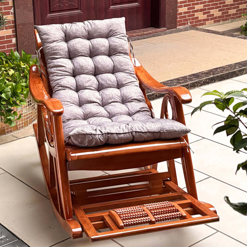 Chaise berçante en rotin naturel, Brun / gris