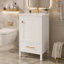 Meuble-lavabo moderne de 50 cm (20 pouces) avec lavabo en céramique, tiroir et porte à fermeture amortie, organisateur de porte à double compartiment et pieds réglables.-1329485700