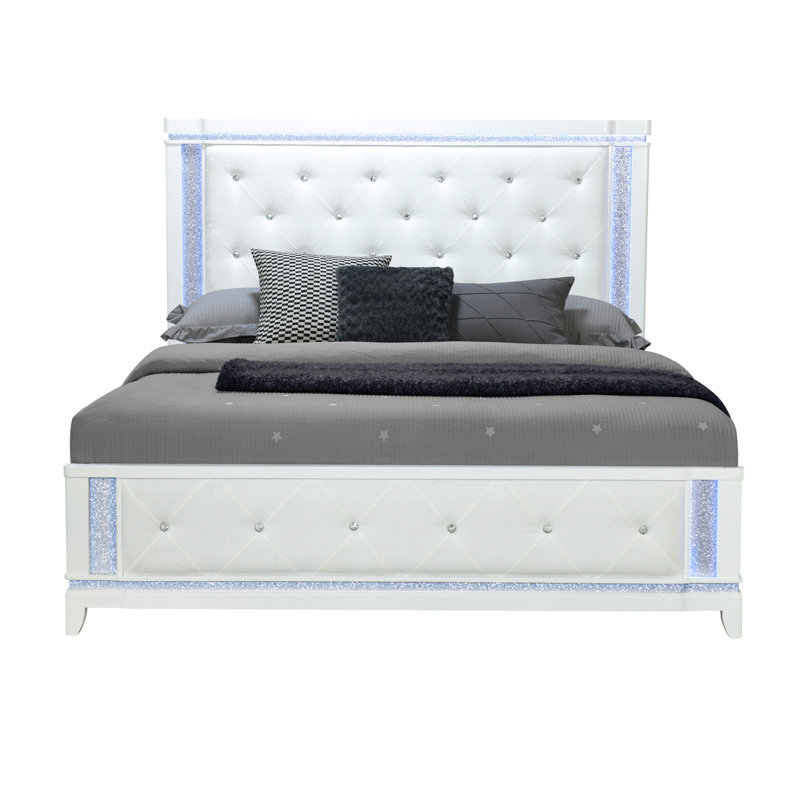 White King Bed With Led