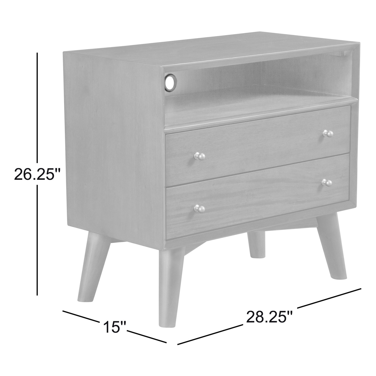 Williams Mahogany Nightstand with Shelf, Black