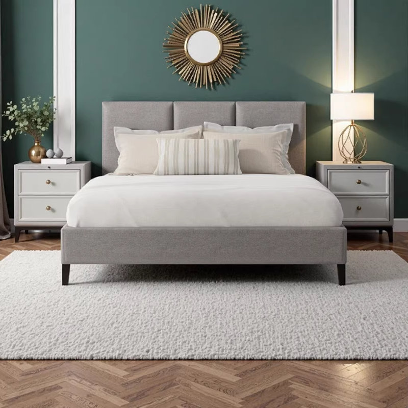 Base de lit tapissier simple noire et grise Omne Sleep avec support de 1000 lb, aucun sommier tapissier requis
