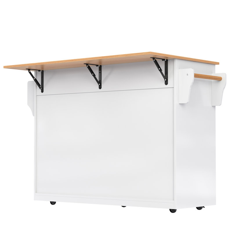 Kitchen Island With 2 Drawers And 4 Doors, White