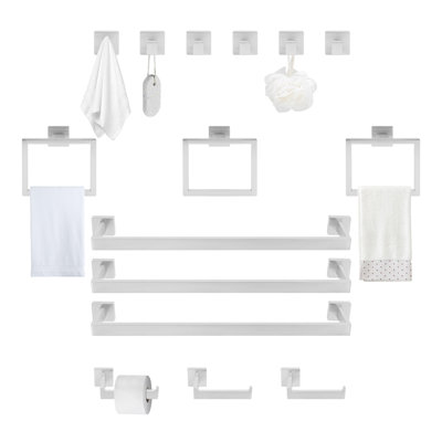 Ensemble de 15 serviettes de bain modernes en acier inoxydable à fixation murale 201