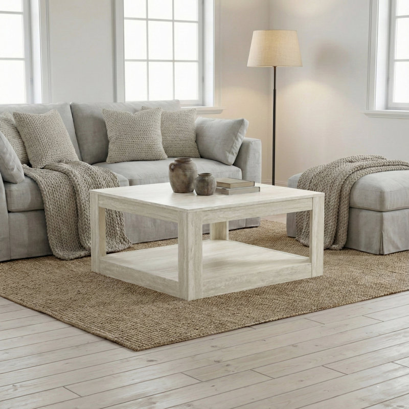 Table basse carrée contemporaine 31,5 po Allysyn, Beige