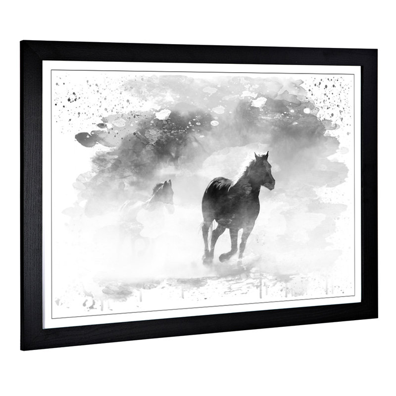 Wild Running Horses - Wall Art, 45cm H x 62cm W, Framed Picture