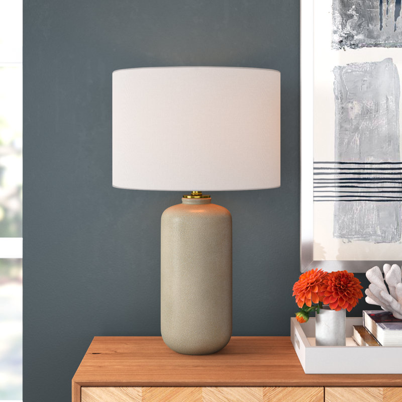 Patrick Ceramic Table Lamp, White, White