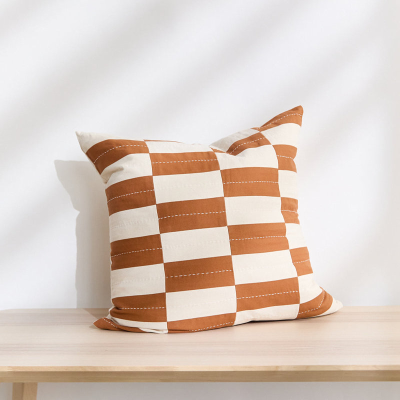 Medium Rainbow Throw Pillow, Brown/White Geometric, 22"H x 22"W