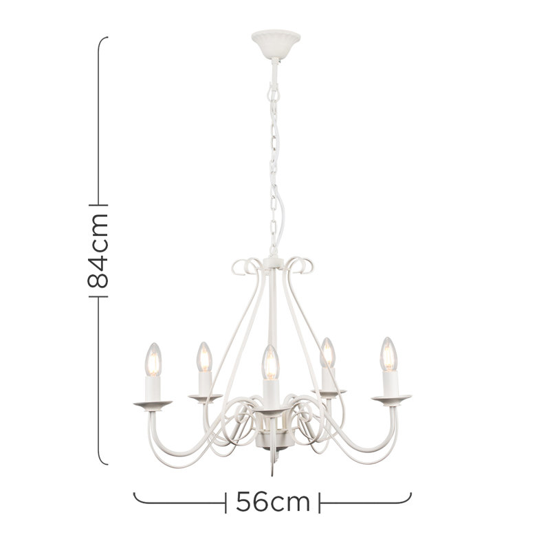 Bermudez 5 - Light Candle Style Chandelier, No
