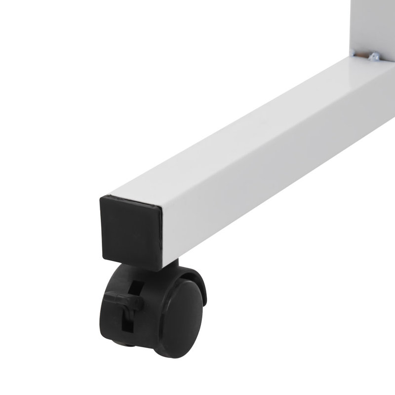 Adjustable Metal Base Computer Desk, Natural Wood