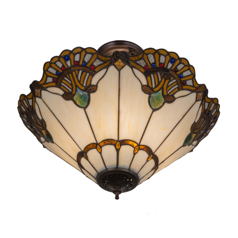 Tiffany Style 20" Bronze Glass Pendant Light
