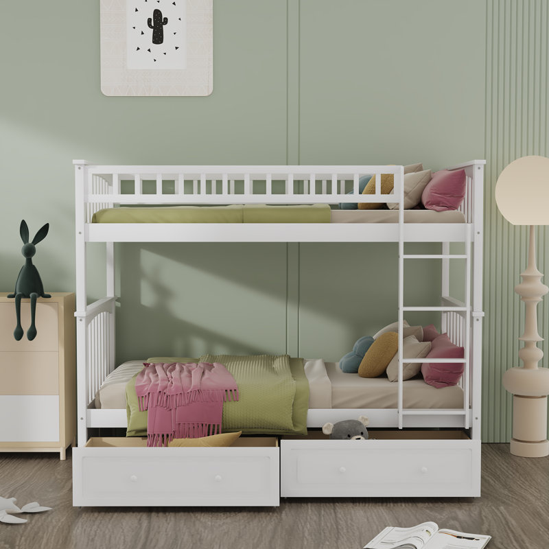 Frary Kids Twin Over Twin Bunk Bed, White