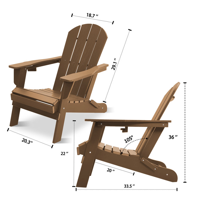 Folding Resin Adirondack Chairs (set Of 2), Brown
