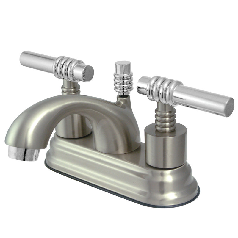 Milano Centerset Bathroom Faucet with Drain Assembly, Polished Chrome/Polished Brass