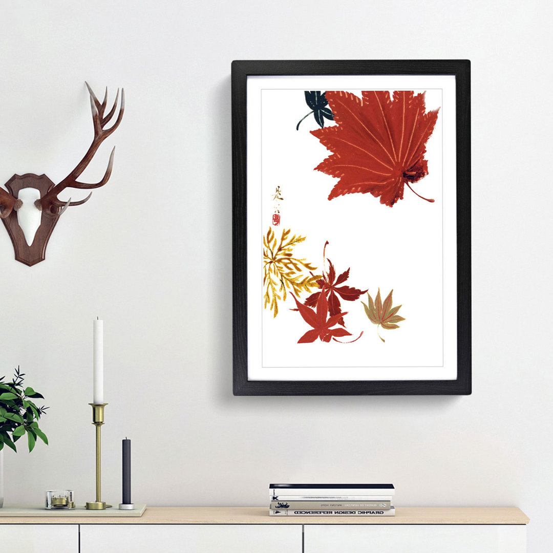 Maple Leaves by Shibata Zeshin - Framed Print