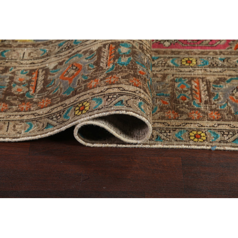 Tapis géométrique à motif persan Tabriz noué à la main 10 x 13