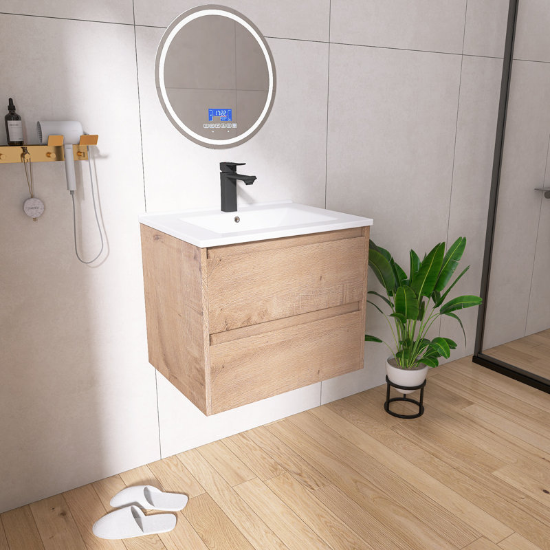 Ensemble de meuble-lavabo mural 24 po avec lavabo en céramique Brill, 2 tiroirs à fermeture en douceur Brill, 24"
