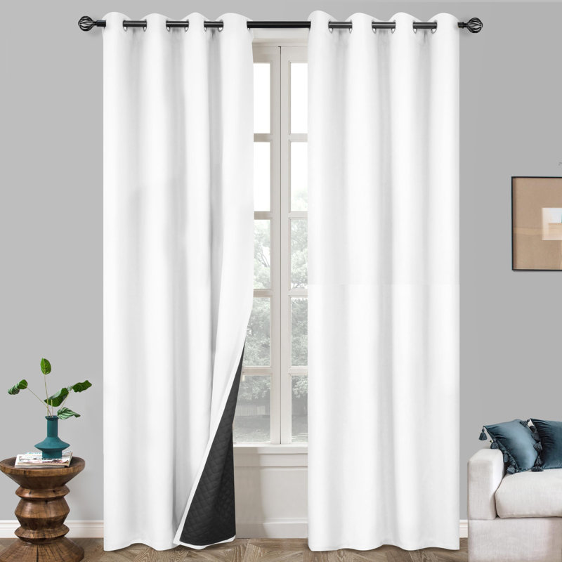 Oakridge Blackout Soundproof Linen Textured Curtain Single Panel, Beige, 52" W x 102" L