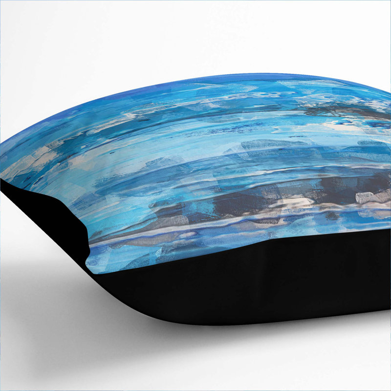 Abstract Square Throw Cushion, 40cm H x 40cm W x 15cm D, Black