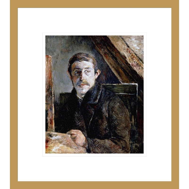 «Gauguin derrière un chevalet» par Paul Gauguin - Estampe numérique encadrée, H 15,37 po x l 13,75 po