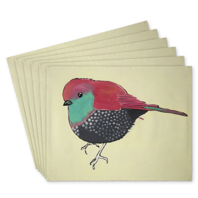 Little Purple Bird Polyester Andaluss Set of 6 - Home Decor