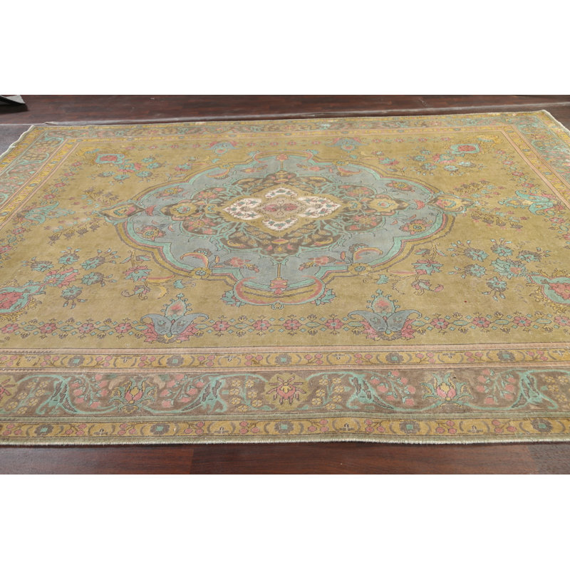Tapis floral motif persan Tabriz noué à la main 10 x 13