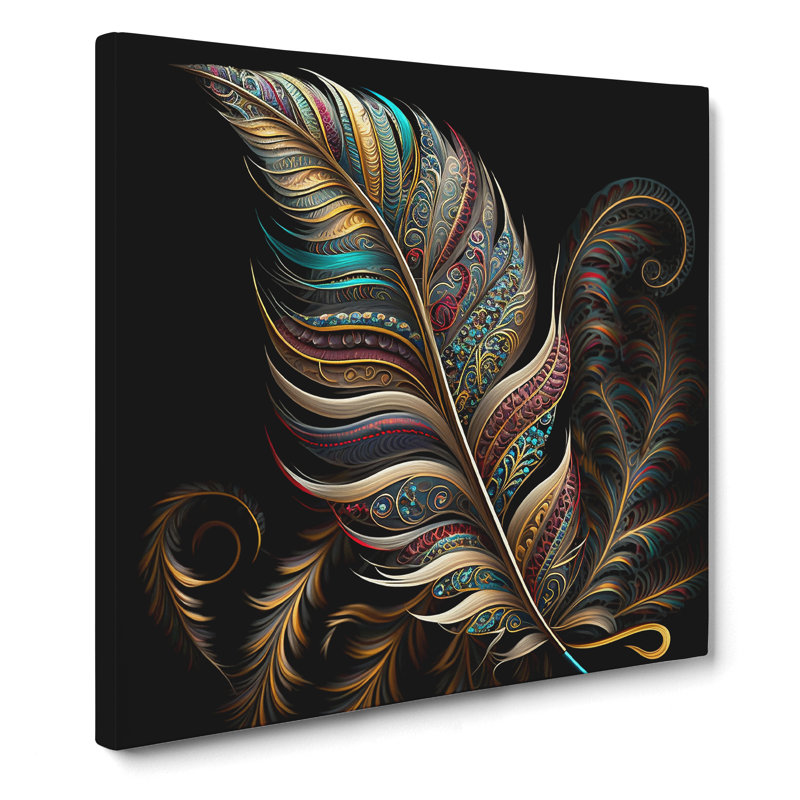Feather Paisley Art - No Frame Print, 50cm H x 50cm W x 3cm D