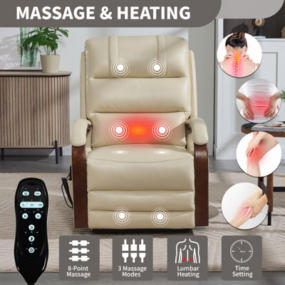 Power Lift Recliner Chair with Dual Motor and Heat Massage for Comfort and Support Up to 350 LBS