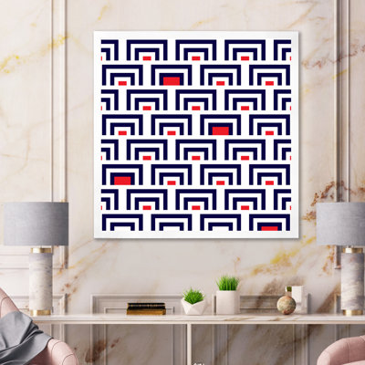 Bleu et rouge géométrique - Impression sur toile