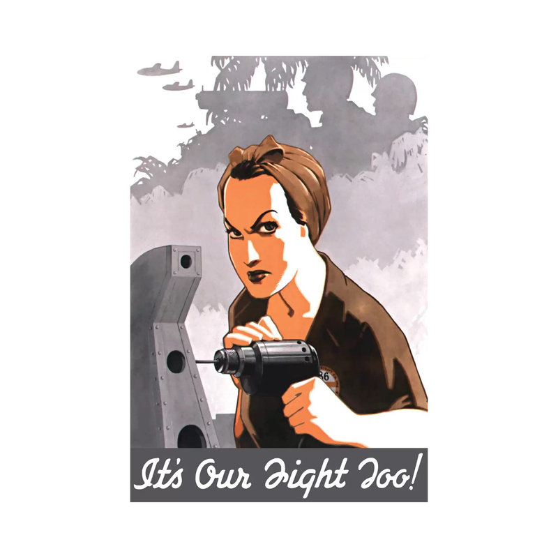 WWII Propaganda Poster Of Rosie The Riveter Operating A Drill by Stocktrek Images - Wrapped Canvas Print