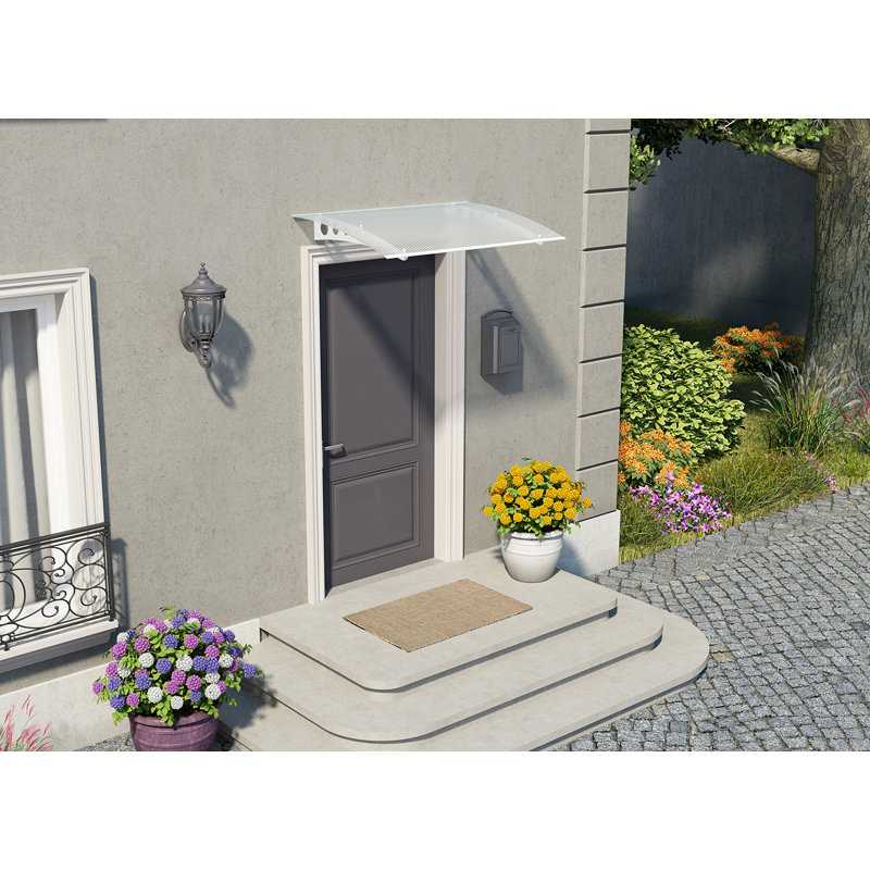 Palram - Canopia Lyra 1350 4 Ft. W X 3 Ft. D Polycarbonate Metal Standard Door And Window Awning White/Diffused Clear