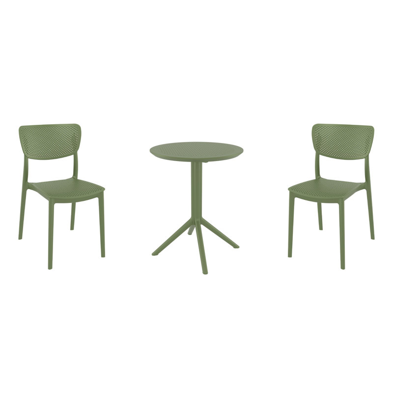 Ensemble bistro en plastique avec table pliable 23,6 po Farrah, Vert olive